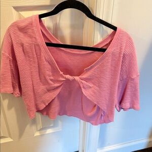 Aerie Textured Pink Crop Top Sz M
